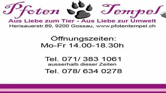 Pfotentempel — Zoofachhandel, Gossau, St. Gallen. Foto 3