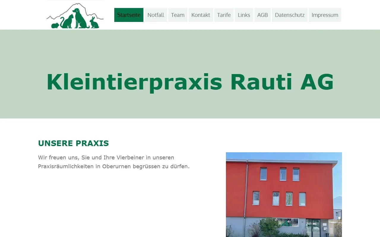 Kleintierpraxis Rauti AG — Tierarzt in Oberurnen, Glarus. Bewertung 5.0/5.