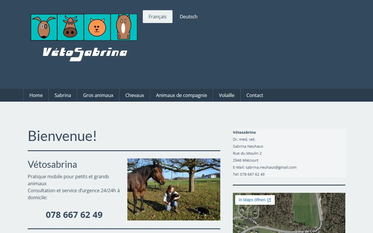 Vétosabrina — Tierarzt in Miécourt, Jura. Bewertung 5.0/5.