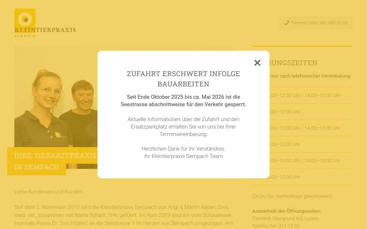 Kleintierpraxis Sempach — Tierarzt in Luzern, Luzern. Bewertung 5.0/5.