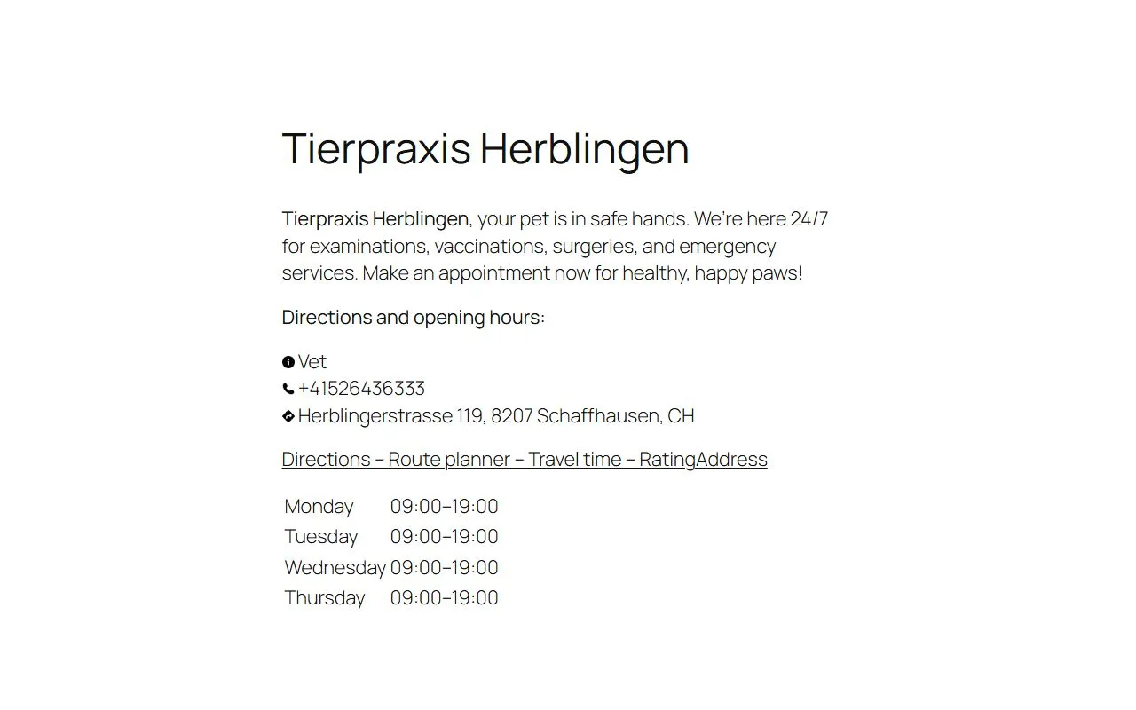 Tierpraxis Herblingen - Schaffhausen — Tierarzt in Schaffhausen, Schaffhausen. Bewertung 4.6/5.