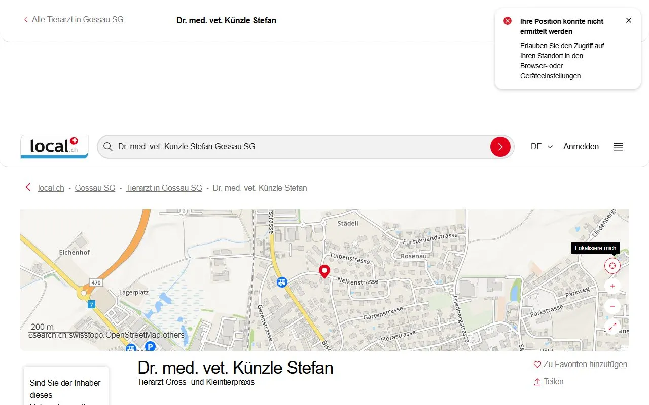 Dr. med. vet. Stefan Künzle — Tierarzt in Gossau, St. Gallen. Bewertung 4.7/5.