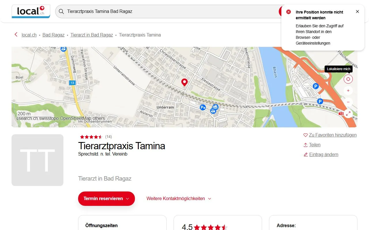 Tierarztpraxis Tamina — Tierarzt in Bad Ragaz, St. Gallen. Bewertung 4.8/5.