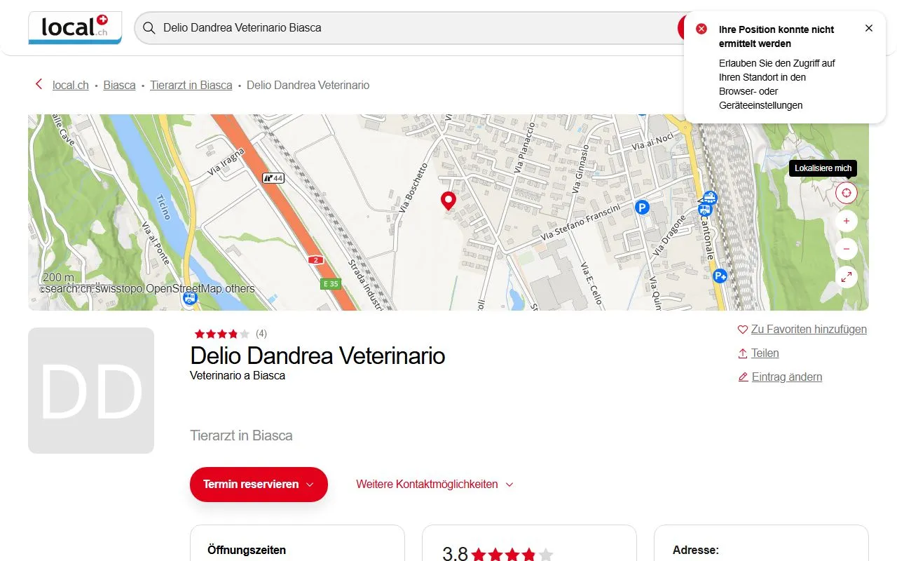 Delio Dandrea — Tierarzt in Biasca, Tessin. Bewertung 4.8/5.