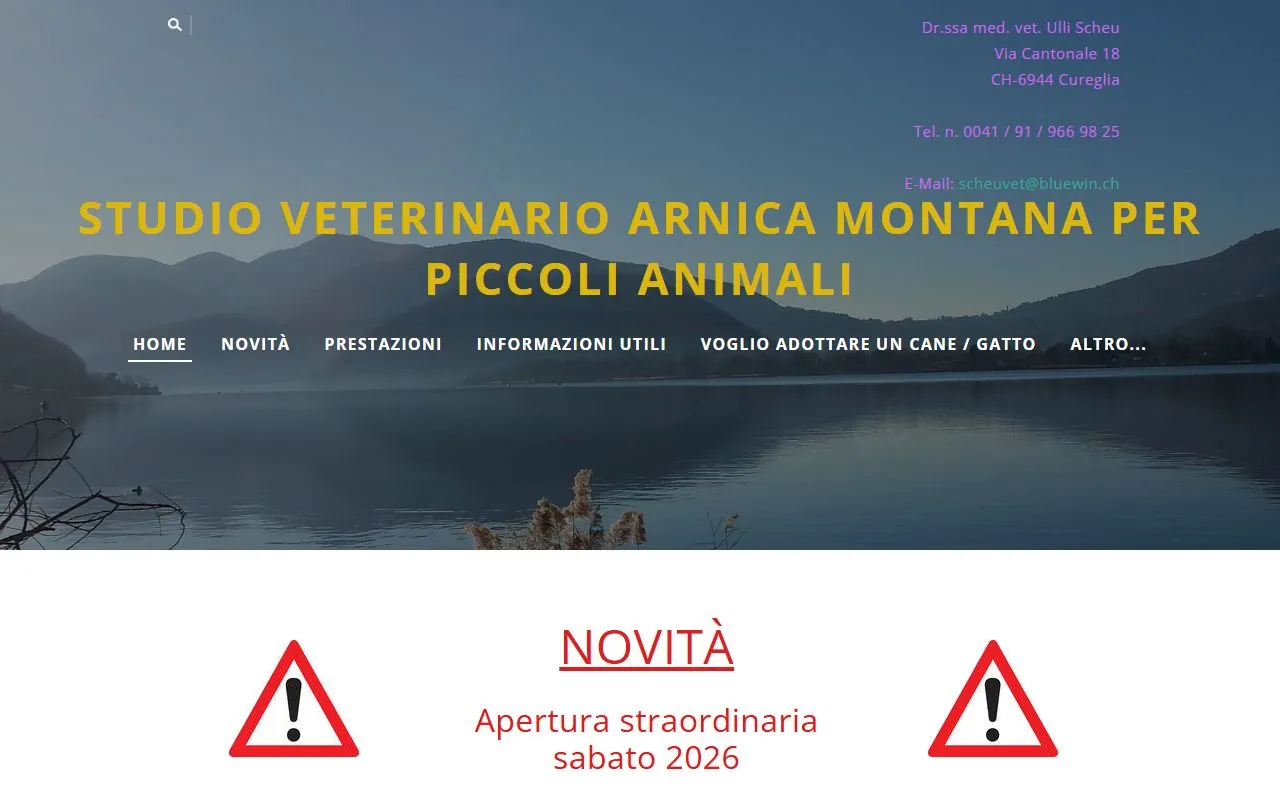 Studio veterinario Arnica Montana per piccoli animali della Dr.ssa med. vet. U. Scheu — Tierarzt in Cureglia, Tessin. Bewertung 4.5/5.