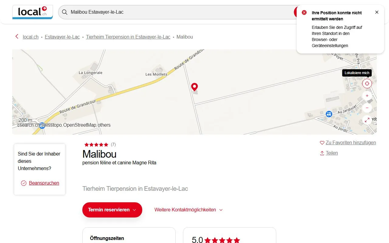 Malibou — Katzenpension in Estavayer-le-Lac, Freiburg. Bewertung 4.9/5.