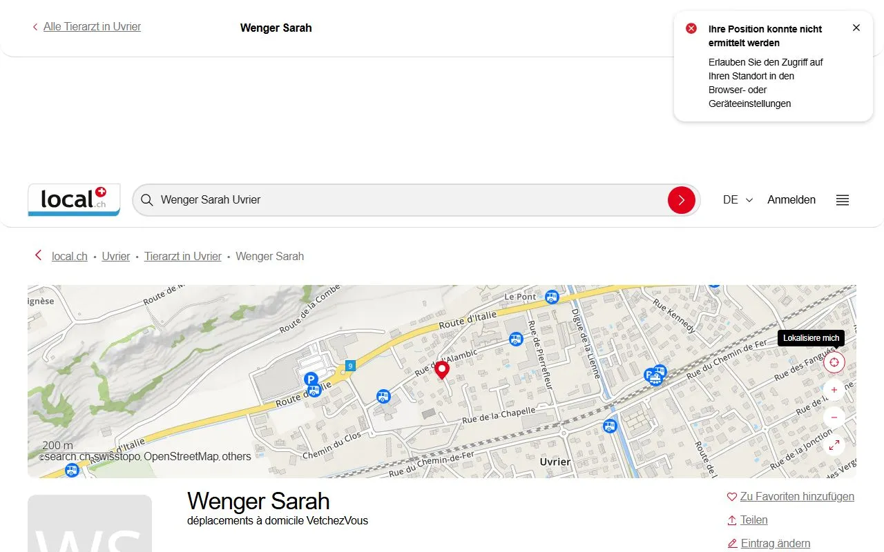 Wenger Sarah — Tierarzt in Uvrier, Wallis. Bewertung 4.8/5.