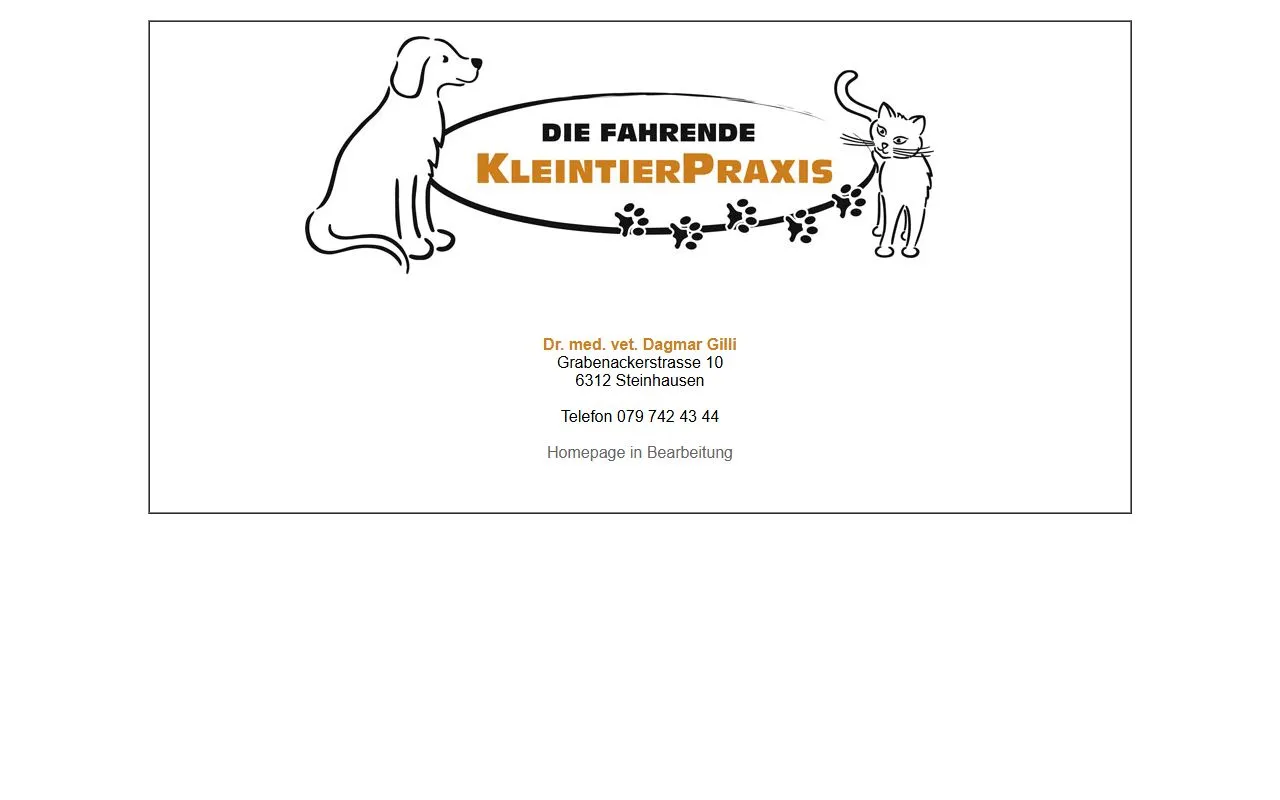 Dr. med. vet. Die Fahrende Kleintierpraxis — Tierarzt in Steinhausen, Zug. Bewertung 4.4/5.