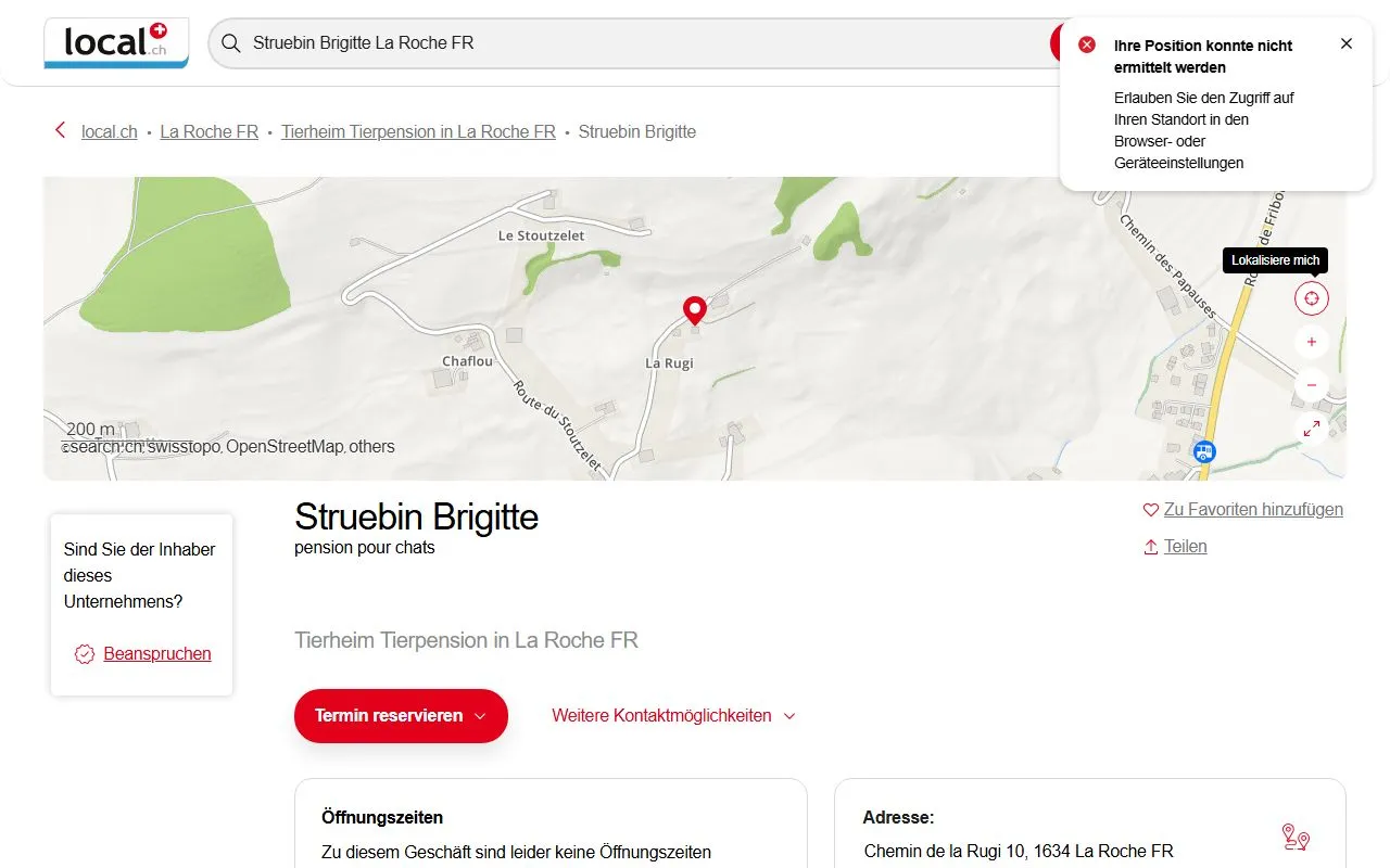 Struebin Brigitte — Katzenpension in La Roche, Freiburg. Bewertung 5.0/5.