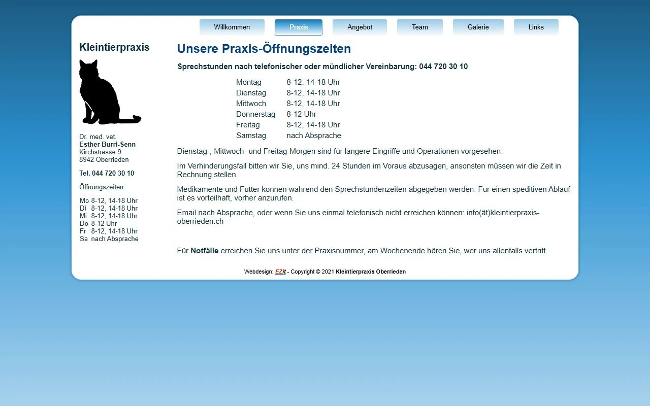 Kleintierpraxis — Tierarzt in Oberrieden, Zürich. Bewertung 5.0/5.