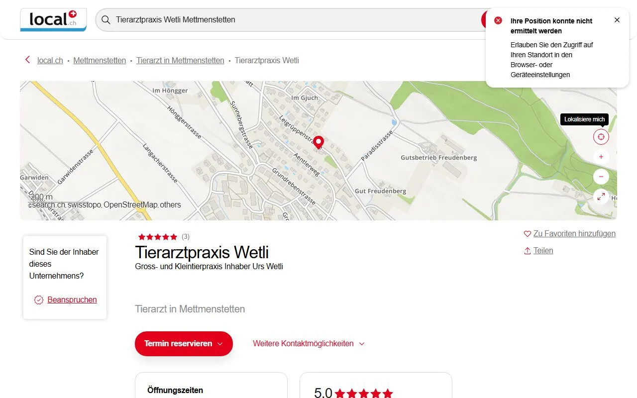 Tierarztpraxis Wetli — Tierarzt in Mettmenstetten, Zürich. Bewertung 5.0/5.