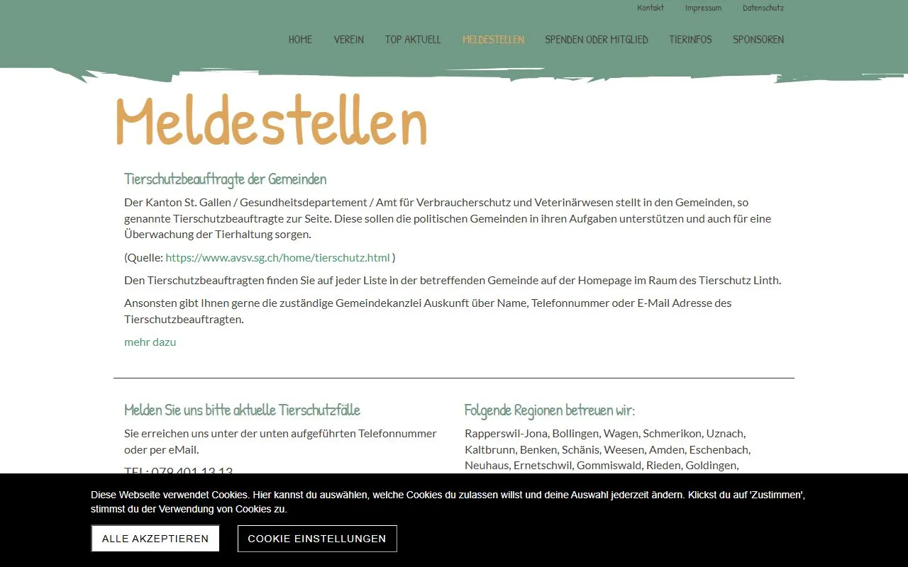 Tierschutz Linth — Tierheim in Näfels, Glarus. 