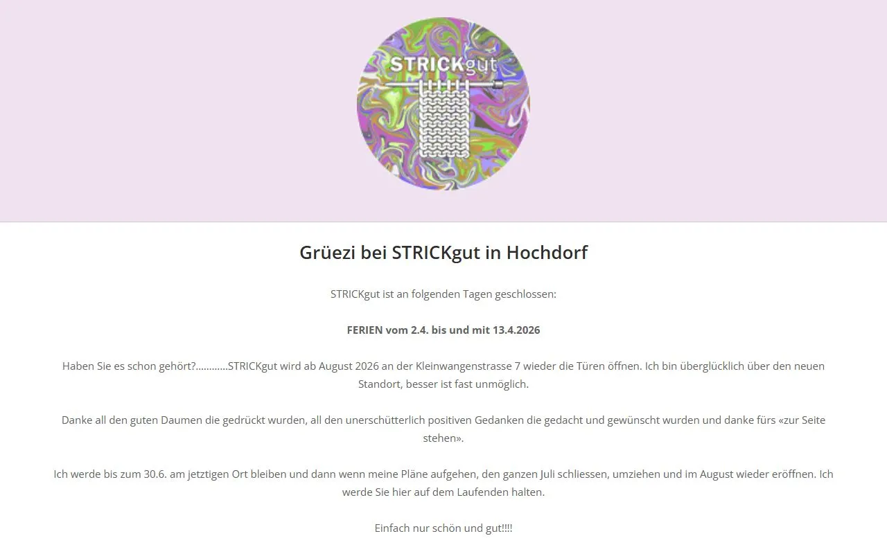 STRICKgut Hochdorf — Zoofachhandel in Hochdorf, Luzern. Bewertung 4.7/5.
