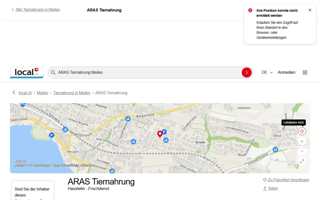 ARAS Tiernahrung — Zoofachhandel in Meilen, Zürich. 