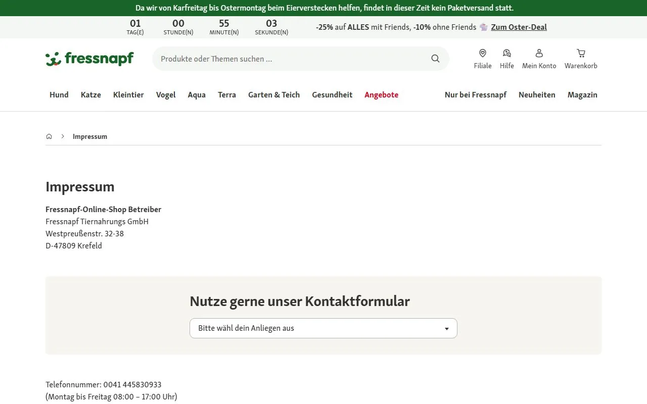 Fressnapf Schweiz AG — Zoofachhandel in Dietikon, Zürich. Bewertung 1.5/5.