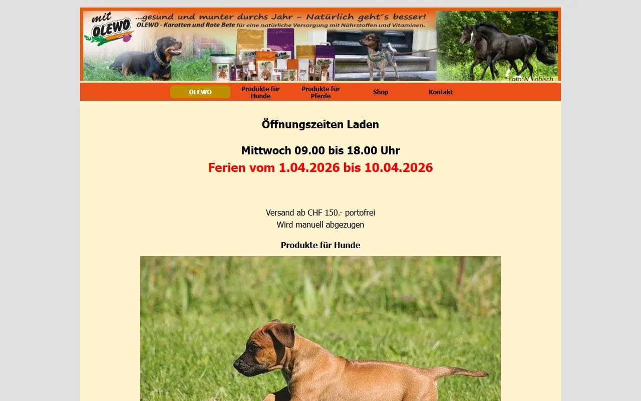 Peter Kleiner Hundesportartikel und Olewo — Zoofachhandel in Affoltern am Albis, Zürich. Bewertung 4.7/5.
