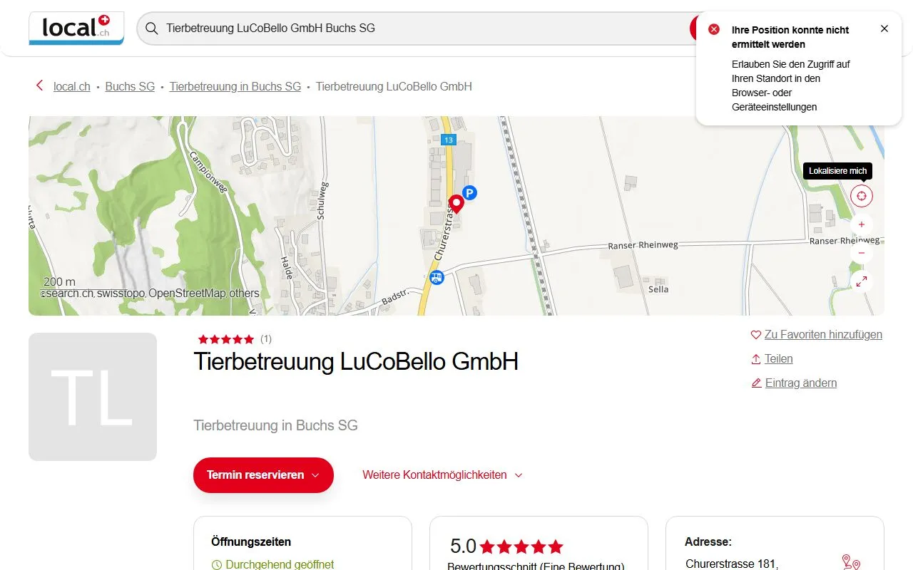 Tierbetreuung LuCoBello GmbH — Katzenpension in Buchs, St. Gallen. Bewertung 5.0/5.