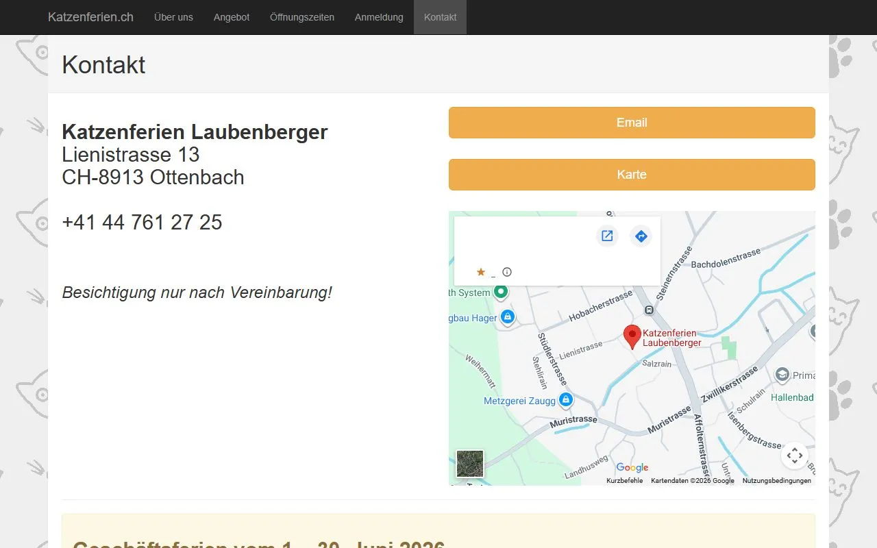 Katzenferien Laubenberger — Katzenpension in Ottenbach, Zürich. Bewertung 5.0/5.