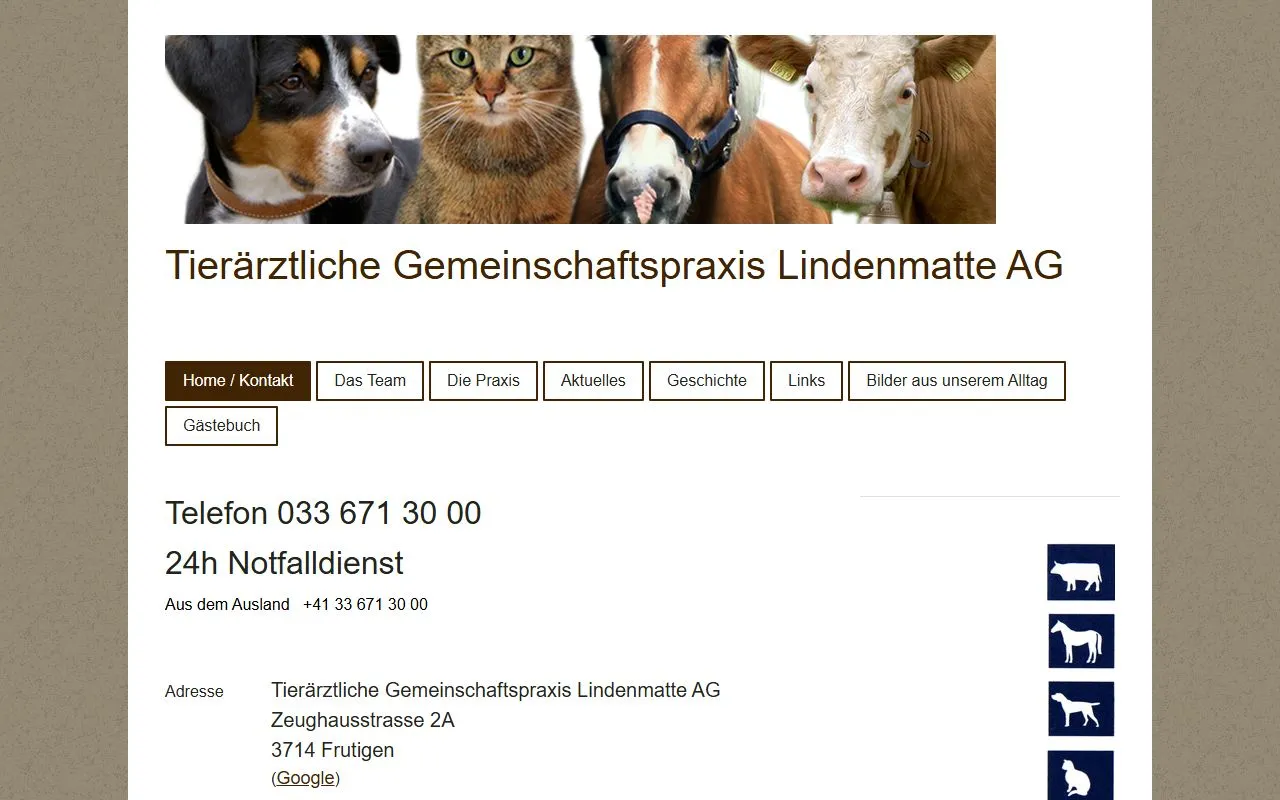 Tierärztliche Gemeinschaftspraxis Lindenmatte AG — Tierarzt in Frutigen, Bern. Bewertung 5.0/5.