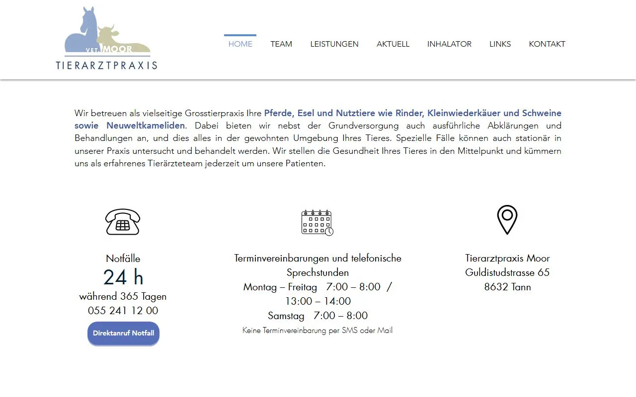 Tierarztpraxis Moor AG — Tierarzt in Tann, Zürich. Bewertung 5.0/5.