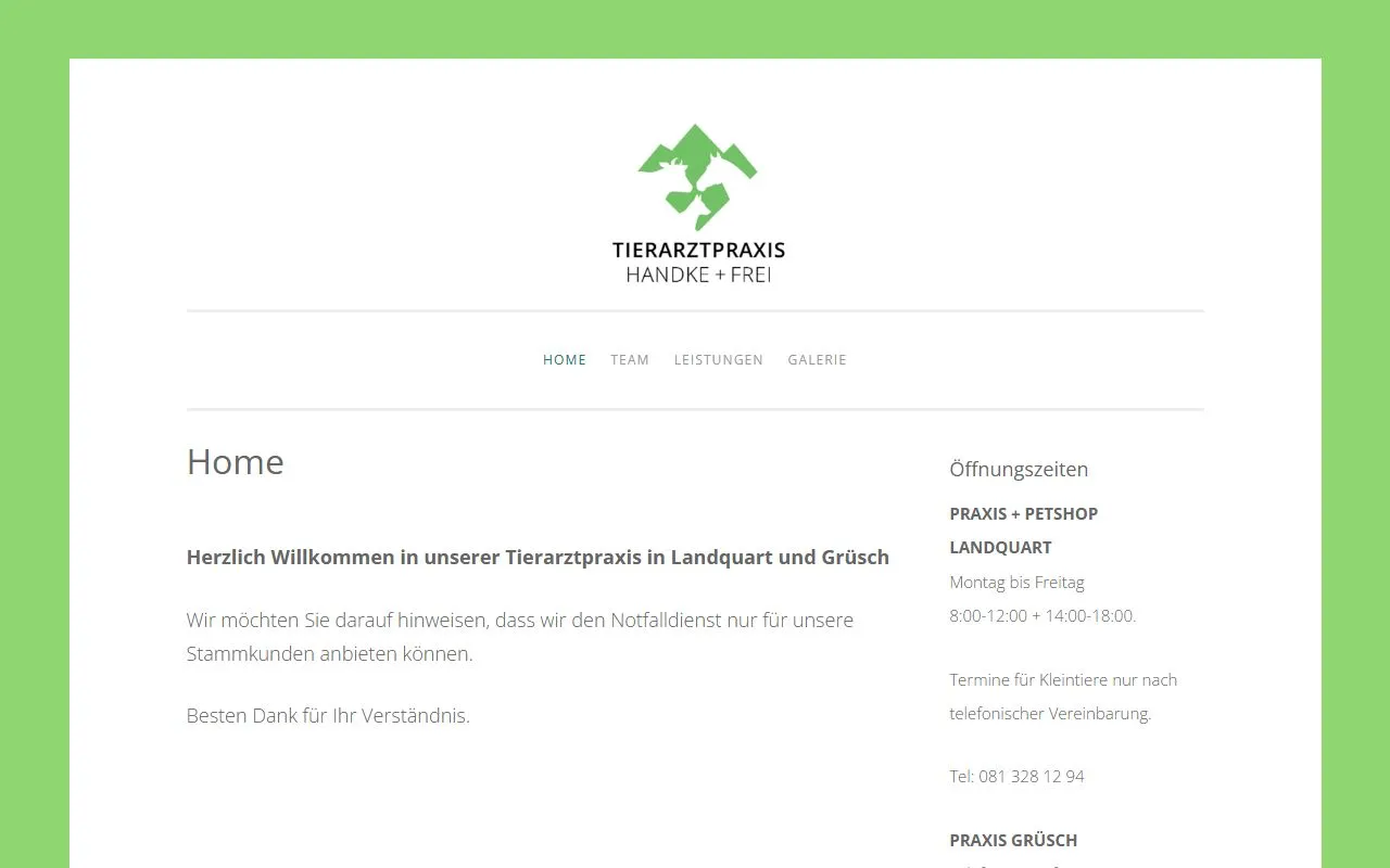 Tierarztpraxis Handke + Frei — Tierarzt in Grüsch, Graubünden. Bewertung 4.5/5.