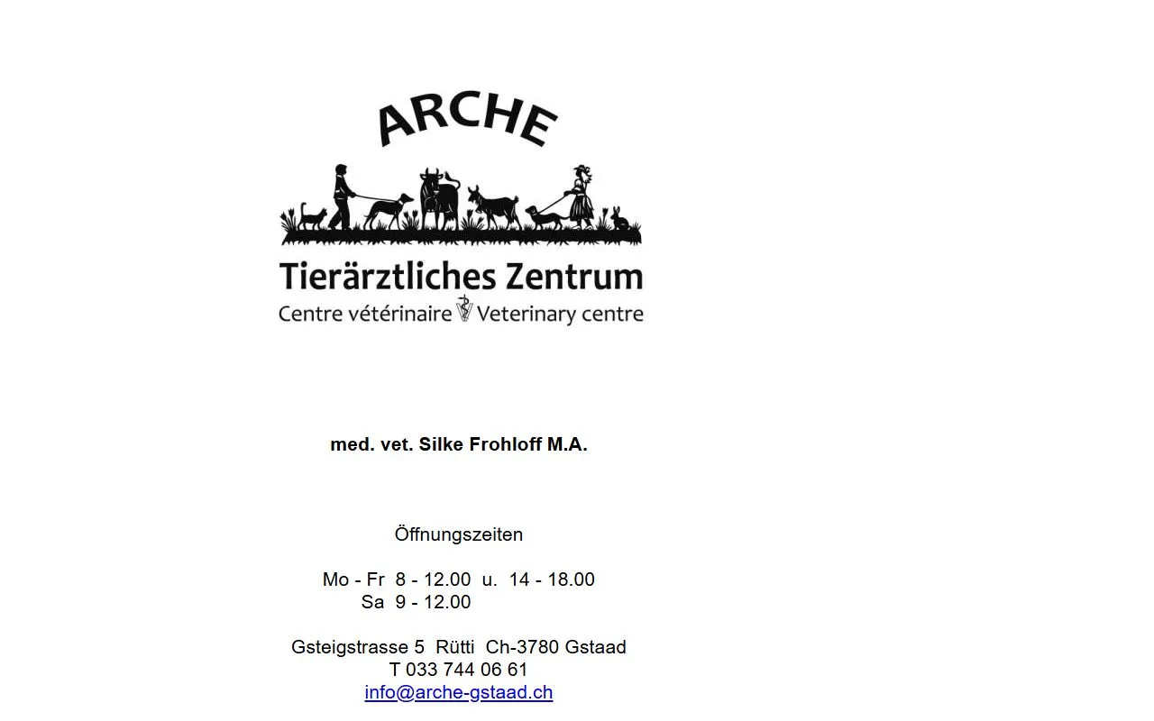 Arche Tieraerztliches Zentrum — Tierarzt in Gstaad, Bern. 