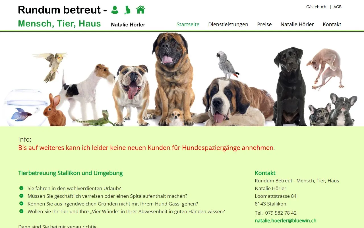 Rundum betreut - Mensch, Tier, Haus — Katzenpension in Stallikon, Zürich. Bewertung 5.0/5.