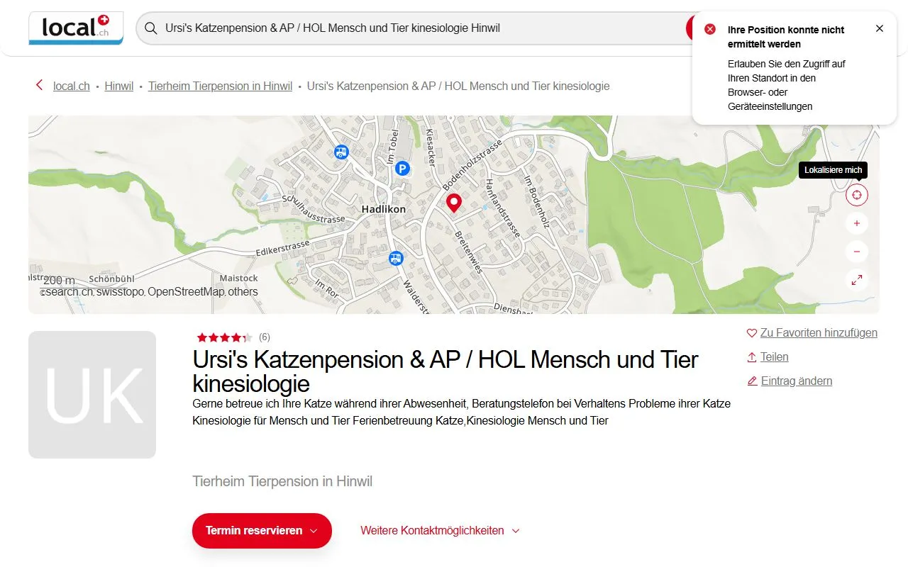 Ursi's Katzenpension & AP / HOL Mensch und Tier kinesiologie — Katzenpension in Hinwil, Zürich. Bewertung 4.2/5.