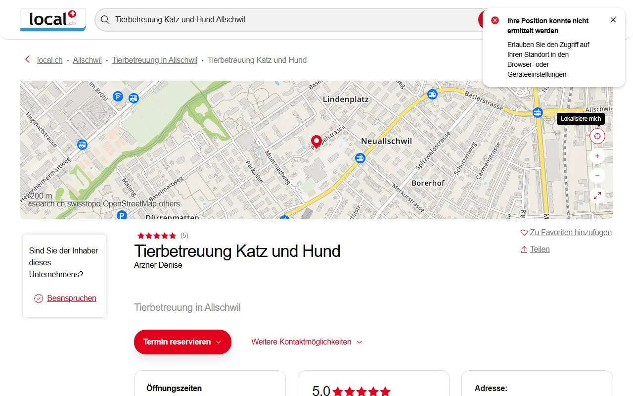 Tierbetreuung Katz und Hund — Katzenpension in Allschwil, Basel-Landschaft. Bewertung 5.0/5.