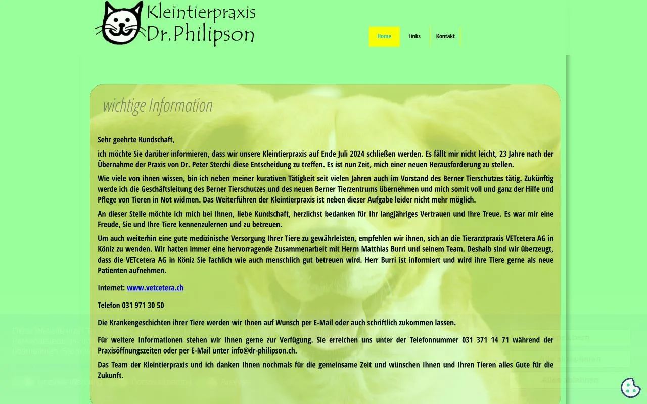 Dr Med Vet Philipson Andreas — Tierarzt in Bern, Bern. 