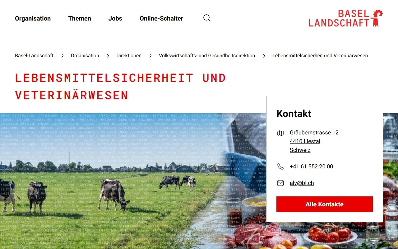 Amt für Lebensmittelsicherheit und Veterinärwesen — Tierarzt in Liestal, Basel-Landschaft. Bewertung 3.0/5.