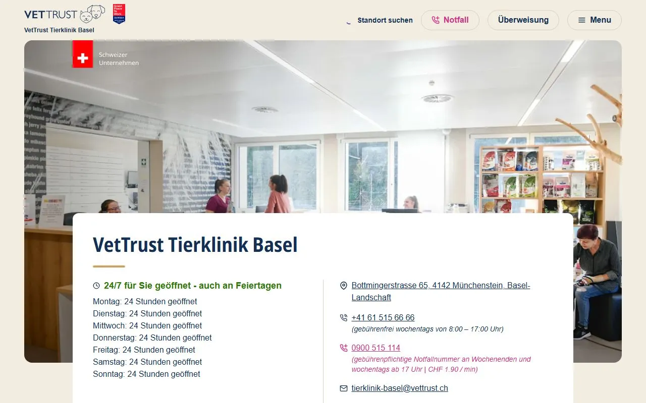 Chirurgie Tierklinik Basel — Tierarzt in Münchenstein, Basel-Landschaft. 