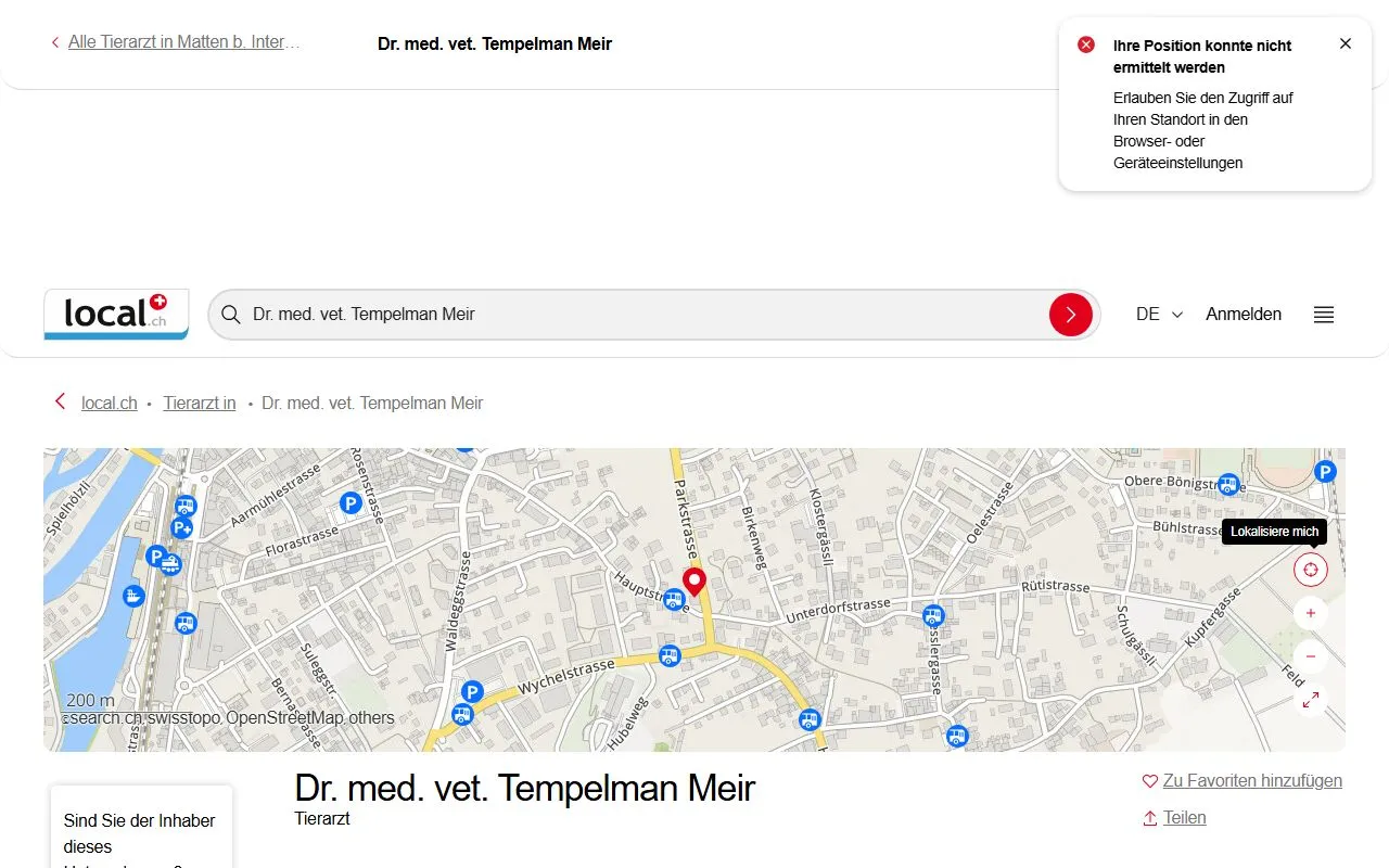 Dr. med. vet. Meir Tempelman — Tierarzt in Interlaken, Bern. Bewertung 3.7/5.